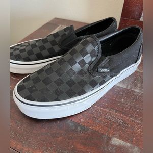 Vans black checkerboard  slip-ons